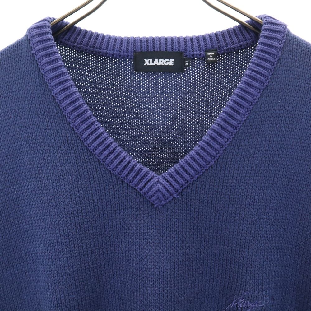 XLARGE エクストララージ ニット Vネック ベスト XL ネイビー系 メンズ