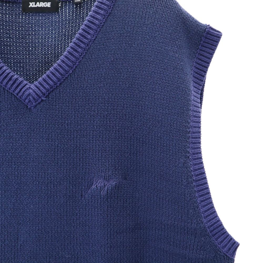 XLARGE エクストララージ ニット Vネック ベスト XL ネイビー系 メンズ