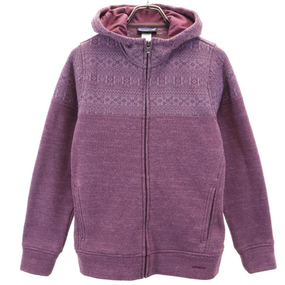 patagonia パタゴニア アウトドア FA12 2012年製 ニット ジップパーカー M パープル系 裏起毛 レディース