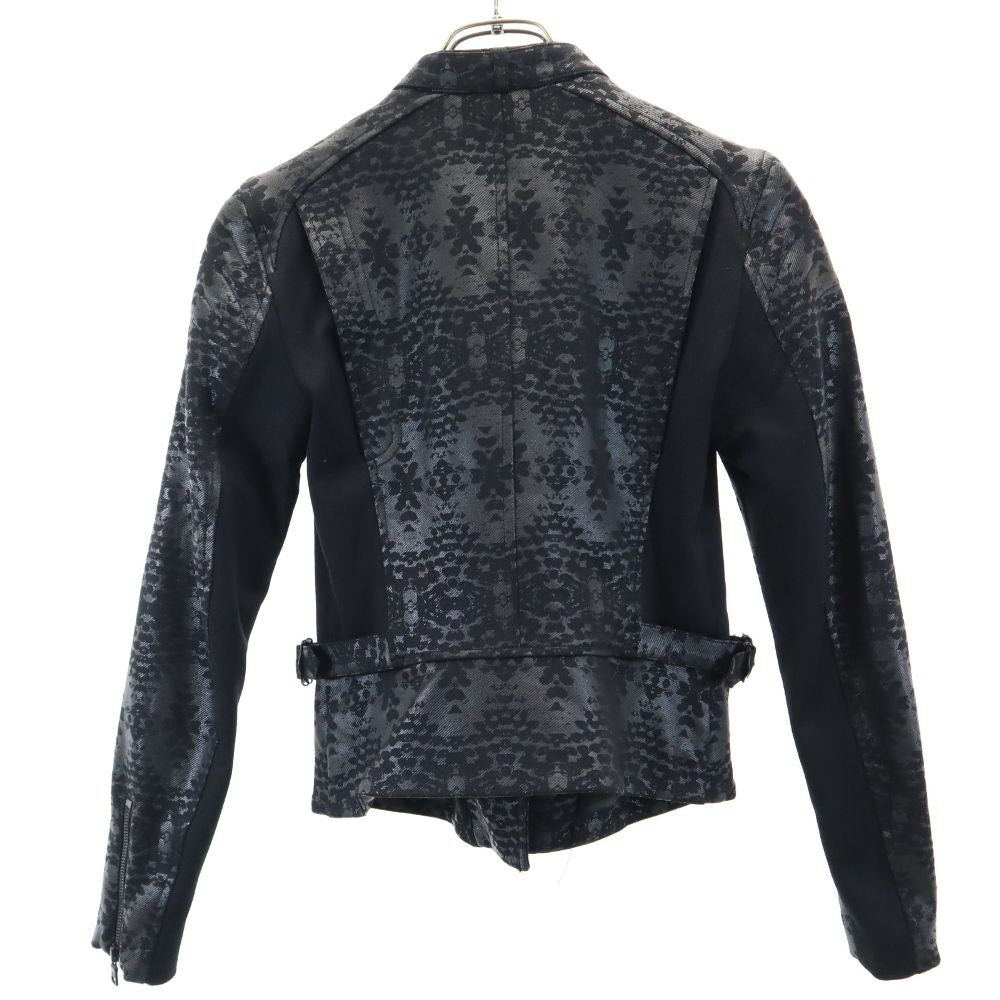 ARMANI EXCHANGE アルマーニエクスチェンジ 総柄 ダブルライダースジャケット XS ブラック系 レディース