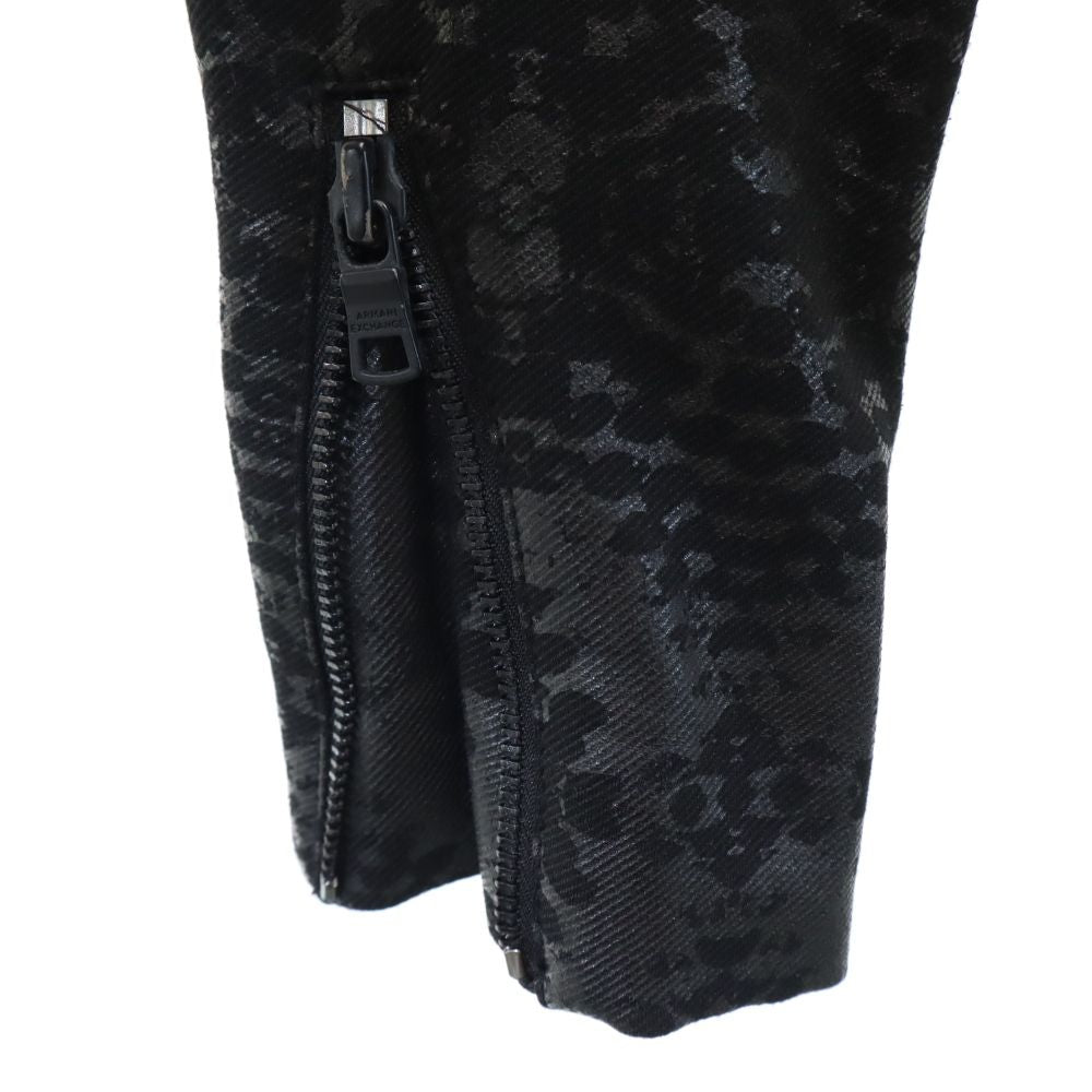 ARMANI EXCHANGE アルマーニエクスチェンジ 総柄 ダブルライダースジャケット XS ブラック系 レディース