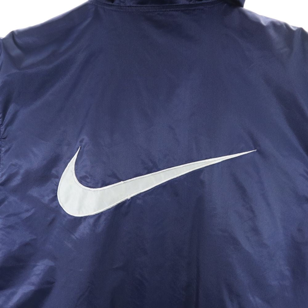 NIKE ナイキ 90s 00s 白タグ オールド トレーニング ベンチコート L(14/16) ネイビー フード キッズ