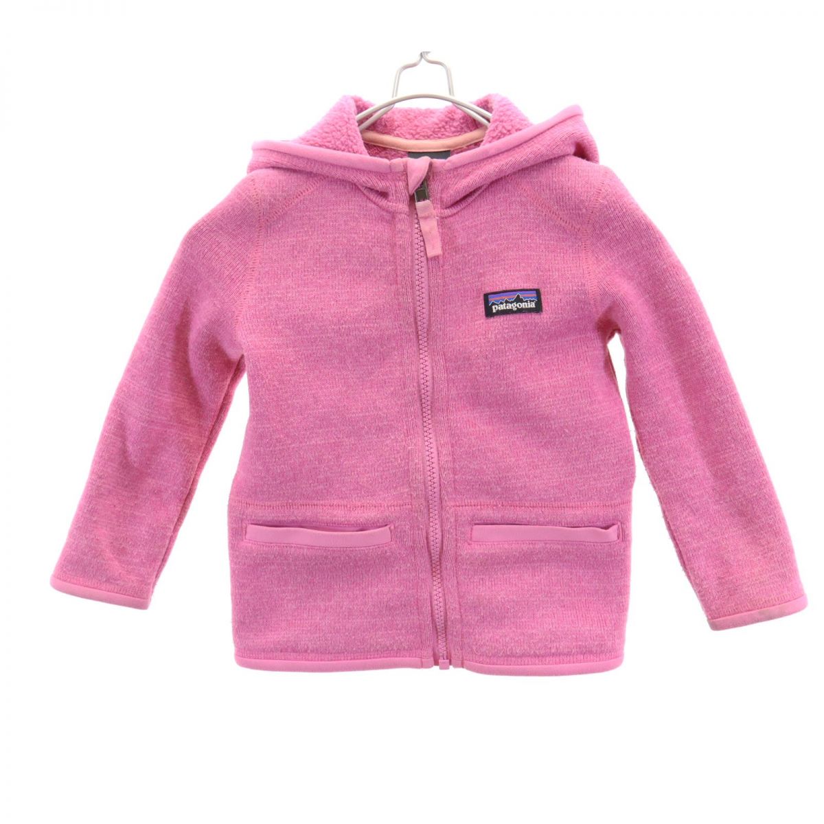 patagonia パタゴニア アウトドア 長袖 ニット ジップパーカー 2T ピンク系 裏ボア キッズ
