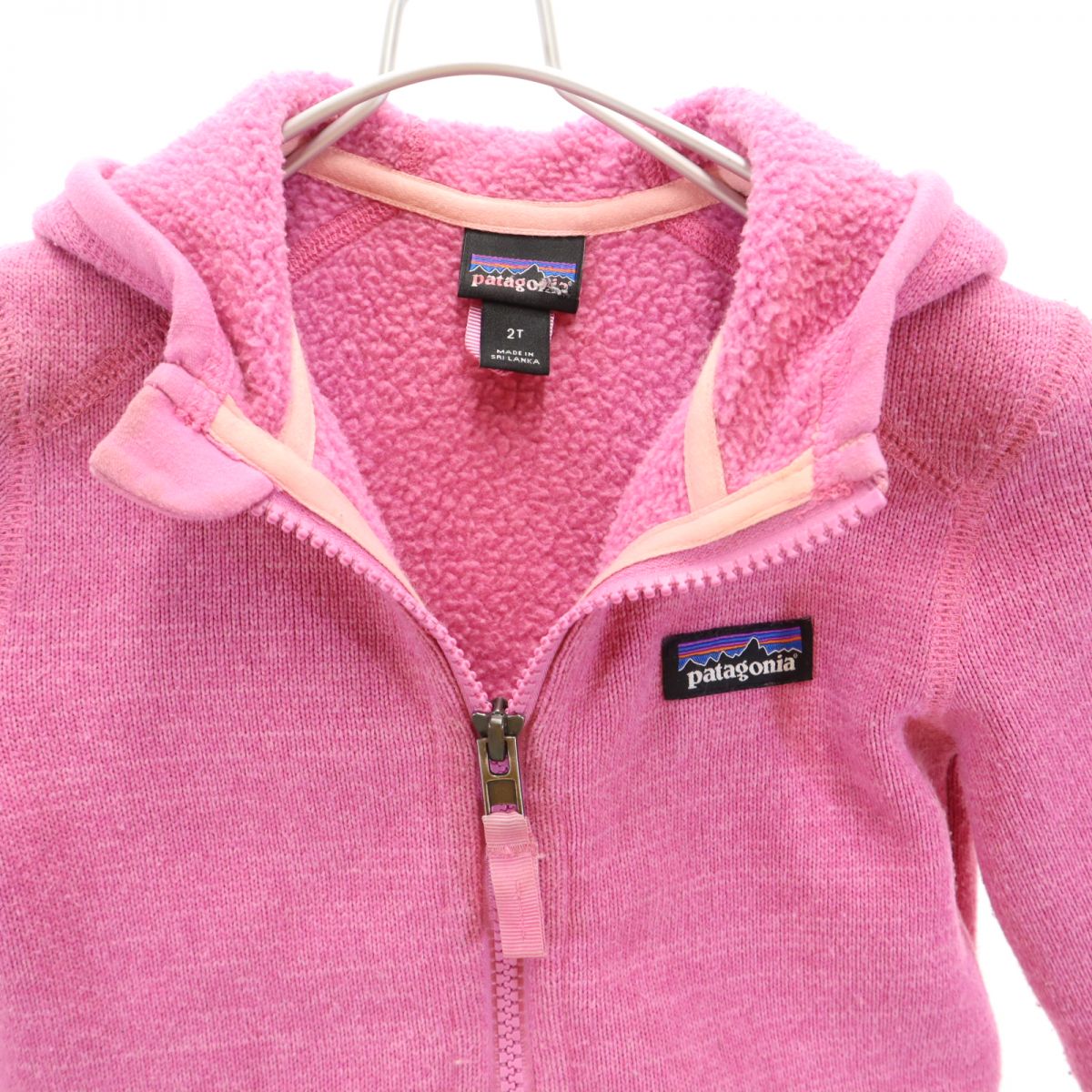 patagonia パタゴニア アウトドア 長袖 ニット ジップパーカー 2T ピンク系 裏ボア キッズ