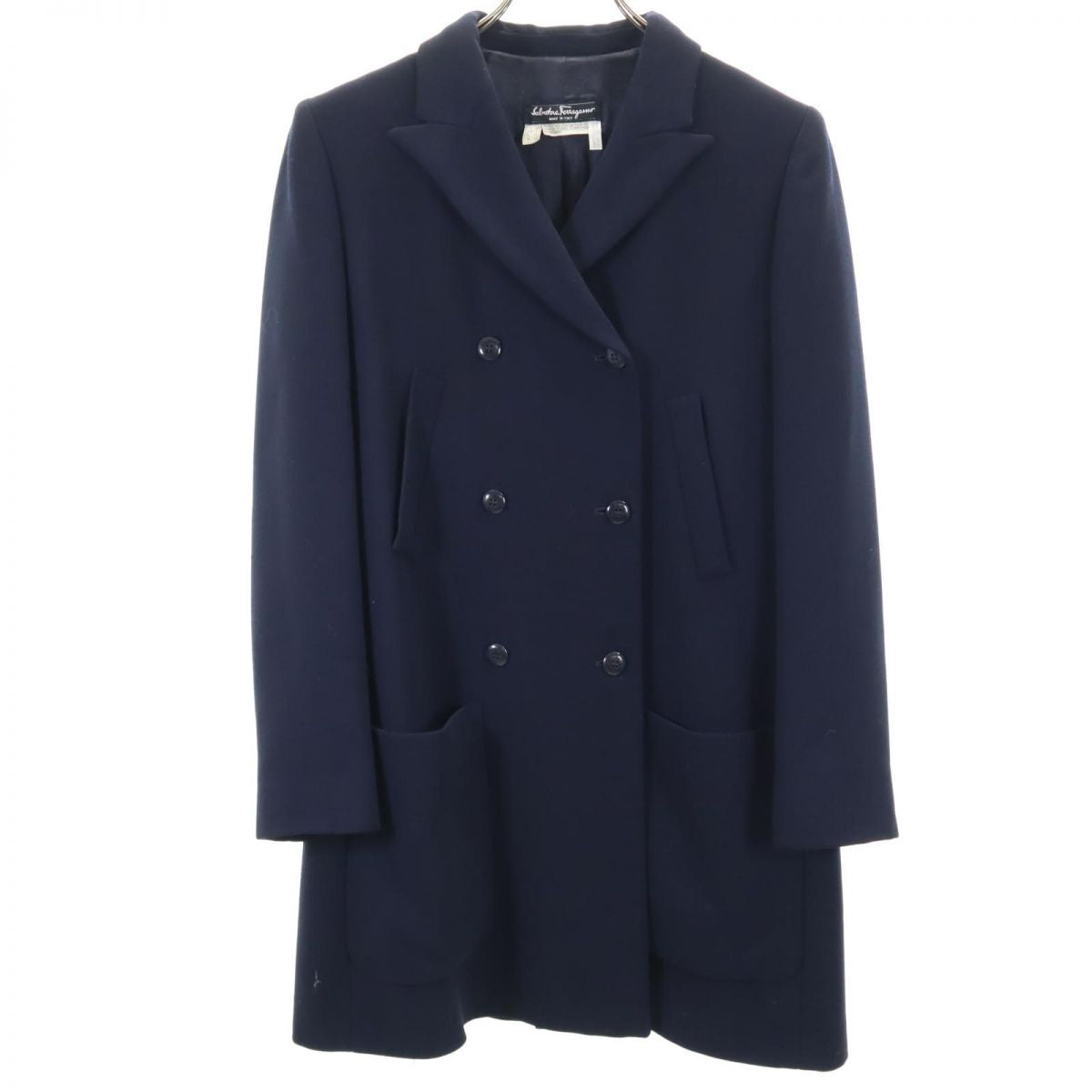 サルヴァトーレフェラガモ イタリア製 ウールコート US 6 ネイビー Salvatore Ferragamo レディース