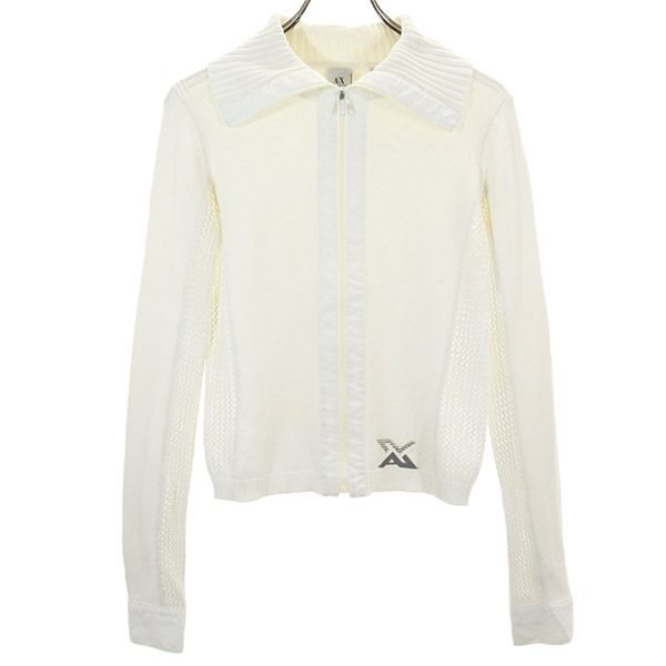 ARMANI EXCHANGE アルマーニエクスチェンジ 90s オールド コットン ニット ジャケット S ホワイト レディース