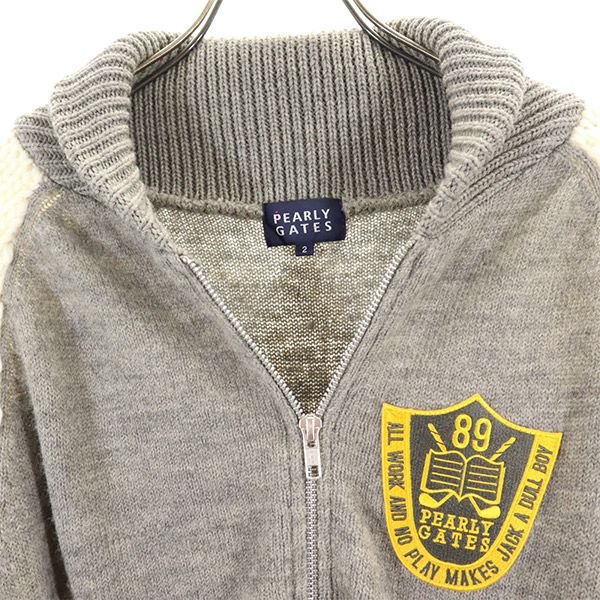 PEARLY GATES パーリーゲイツ ゴルフ ニットジャケット 2 グレー系 日本製 レディース