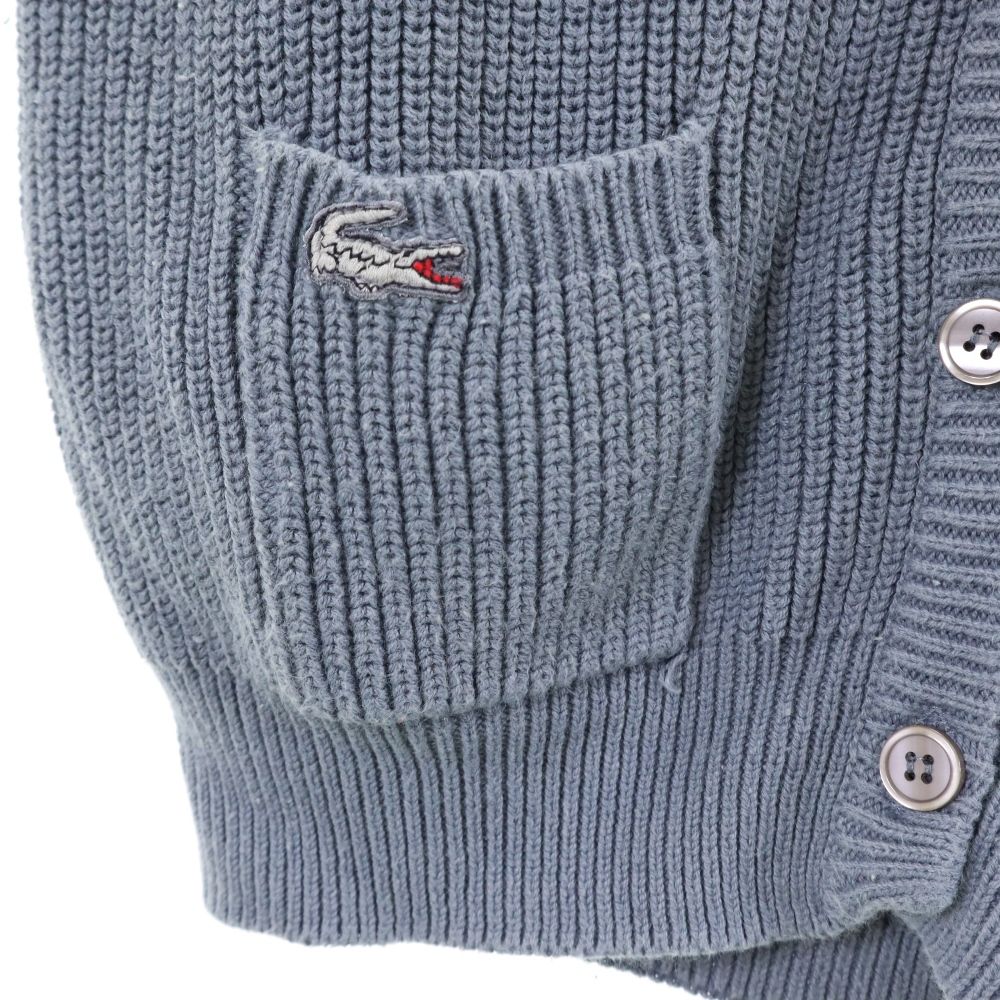 LACOSTE ラコステ 90s コットンブレンド オールド 長袖 ニット カーディガン M グレー系 レディース