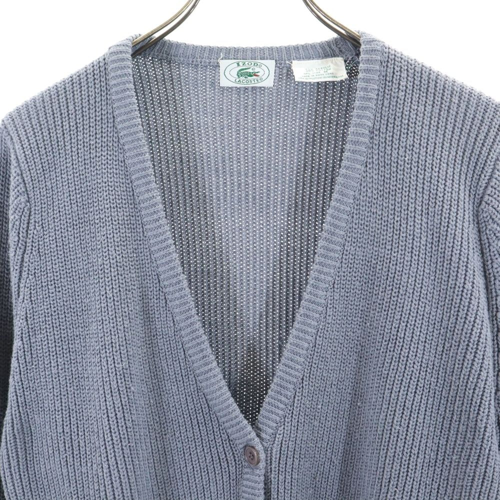 LACOSTE ラコステ 90s コットンブレンド オールド 長袖 ニット カーディガン M グレー系 レディース