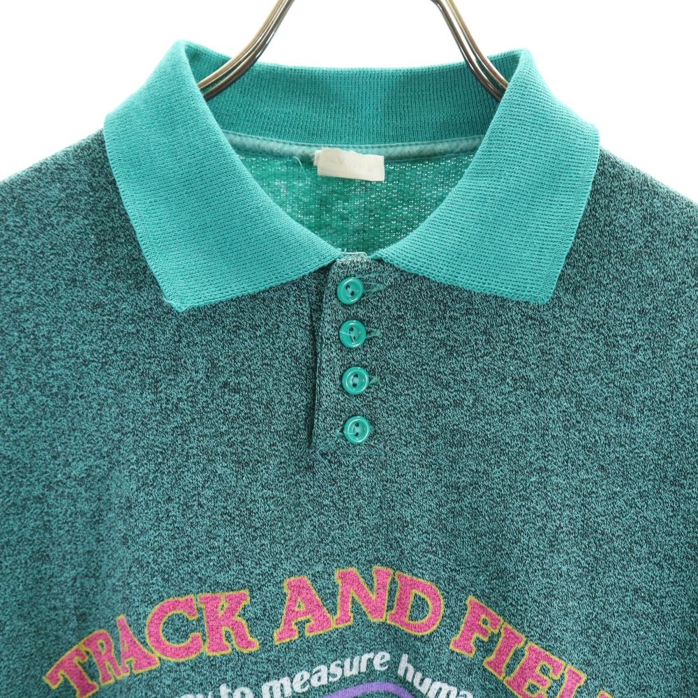 OLD オールド 80s 90s 長袖 ポロシャツ S グリーン系 メンズ