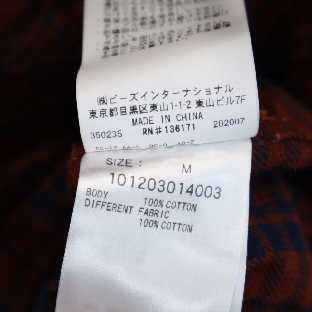 XLARGE エクストララージ チェック柄 長袖 フード付き シャツ M ブラウン系 メンズ