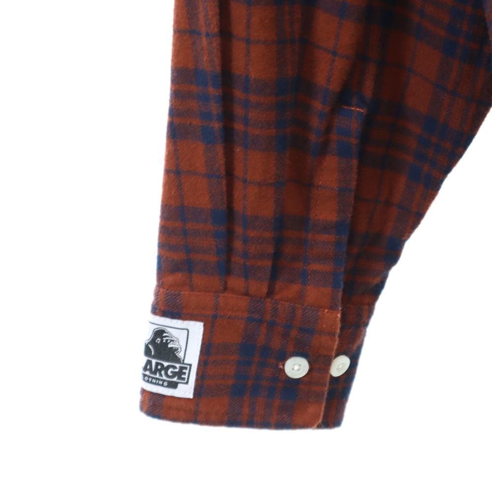 XLARGE エクストララージ チェック柄 長袖 フード付き シャツ M ブラウン系 メンズ