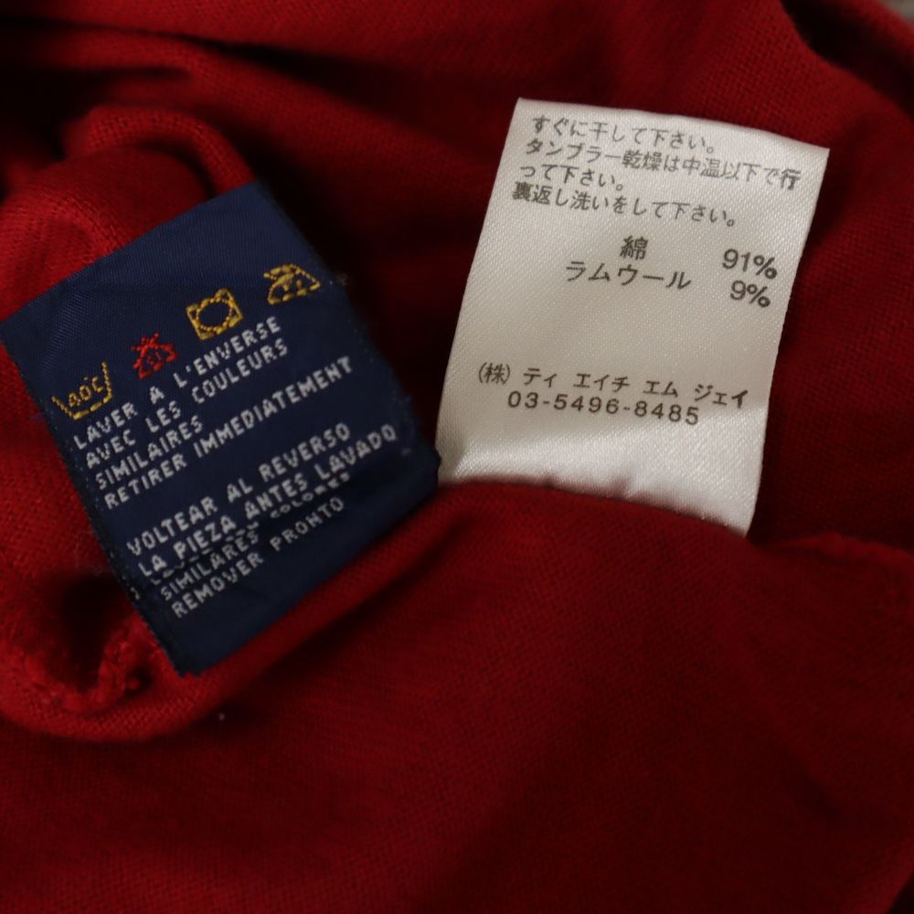 TOMMY HILFIGER トミーヒルフィガー 90s フラッグタグ オールド 長袖 Vネック Tシャツ M 赤系 ロンT メンズ