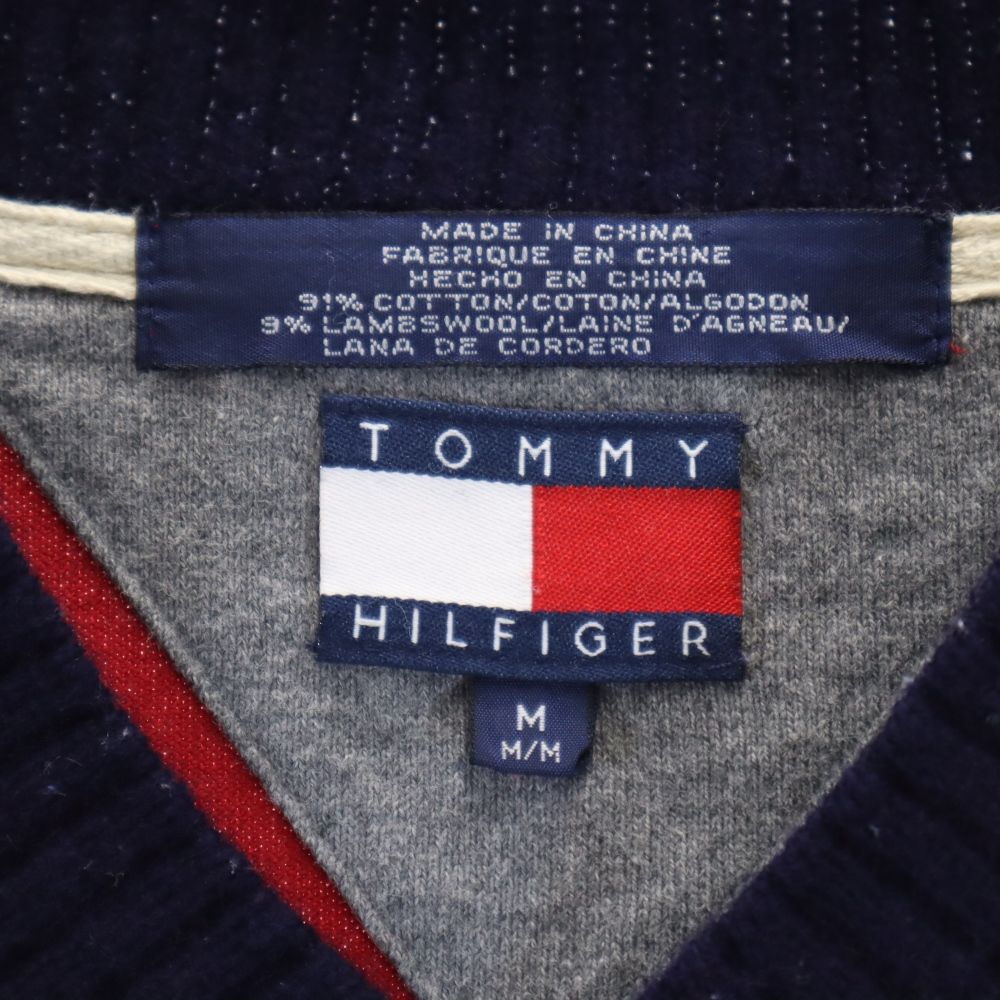 TOMMY HILFIGER トミーヒルフィガー 90s フラッグタグ オールド 長袖 Vネック Tシャツ M 赤系 ロンT メンズ