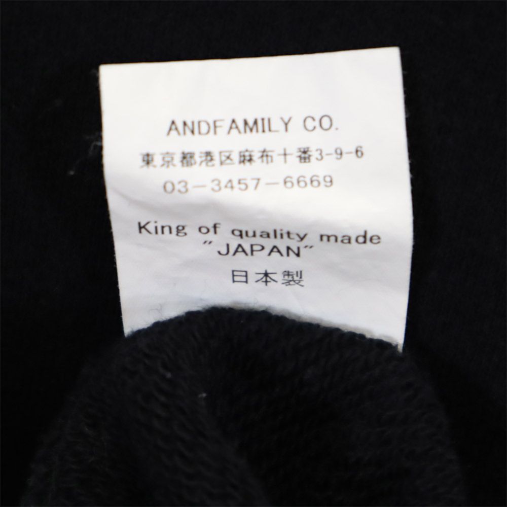 ANDFAMILYS co. アンドファミリーズ 長袖 カットオフ トレーナー M ブラック 日本製 スウェット メンズ