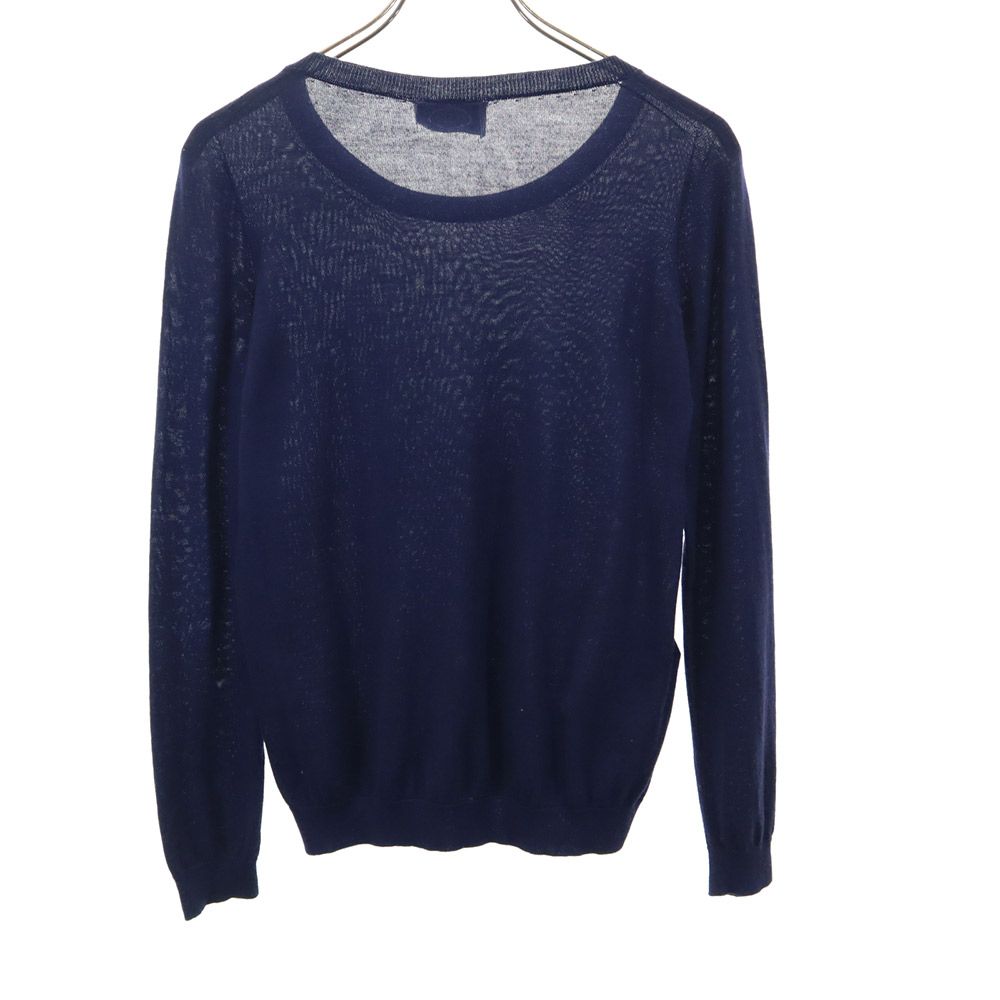 PRADA プラダ ウール 長袖 セーター 38 ネイビー系 ニット 薄手 レディース