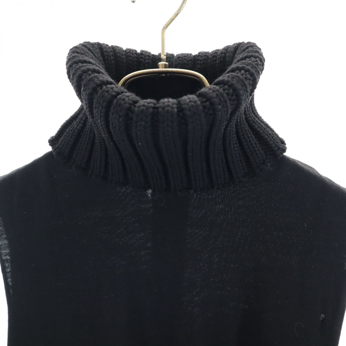 CHANEL シャネル ノースリーブ タートルネック ニットベスト 38 ブラック レディース