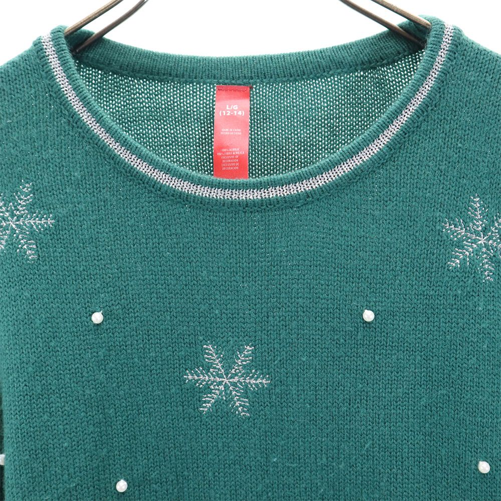 長袖 セーター L/G レッド ニット 雪だるま レディース