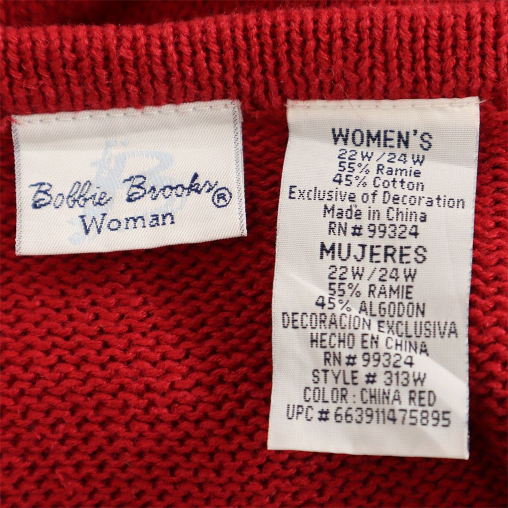 ボビーブルックス ニット ベスト レッド Bobbie Brooks レディース