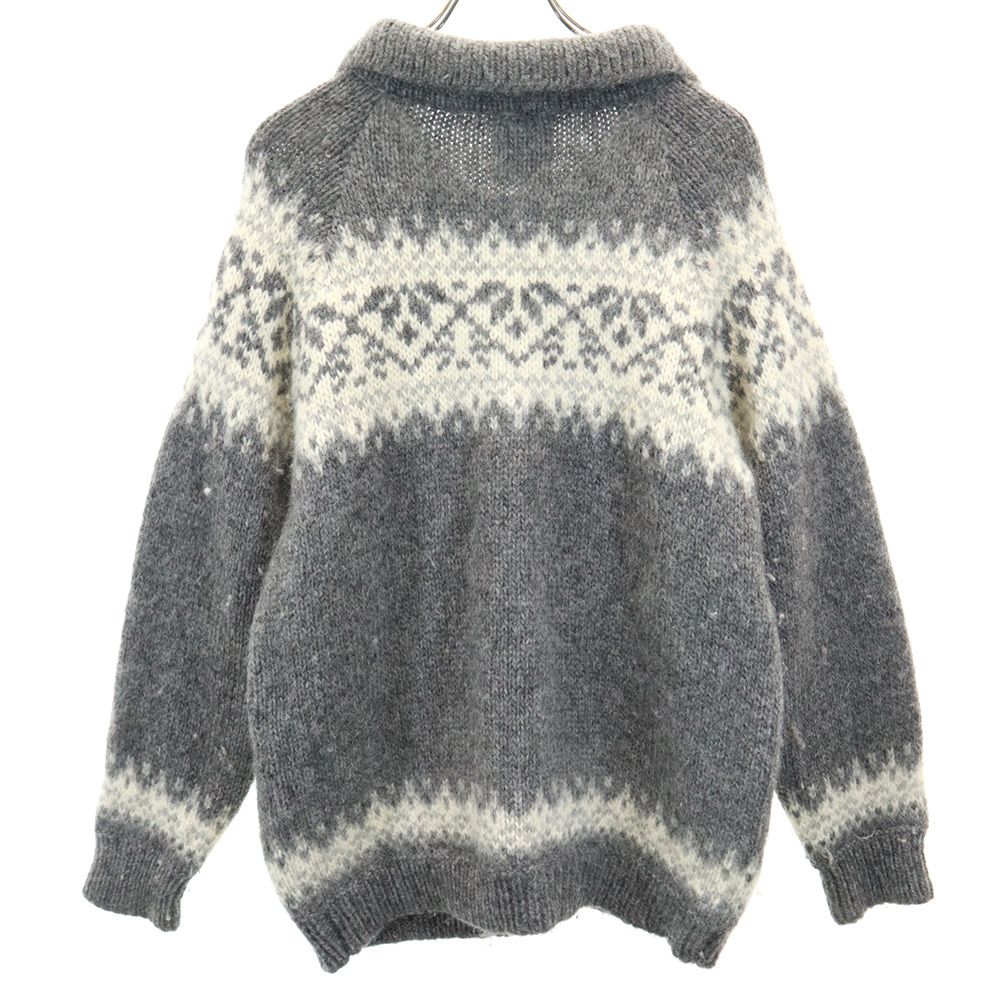 STOBI ノルディック ウール カーディガン L グレー メンズ