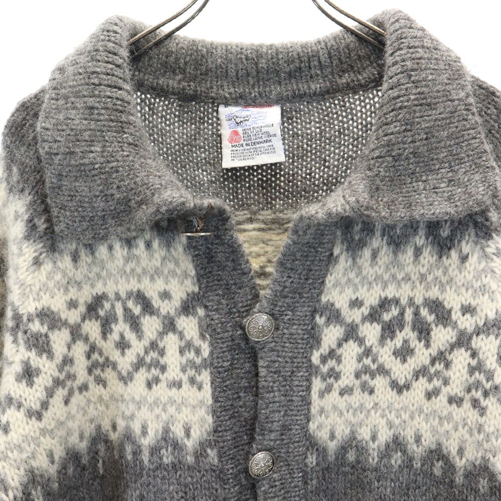 STOBI ノルディック ウール カーディガン L グレー メンズ