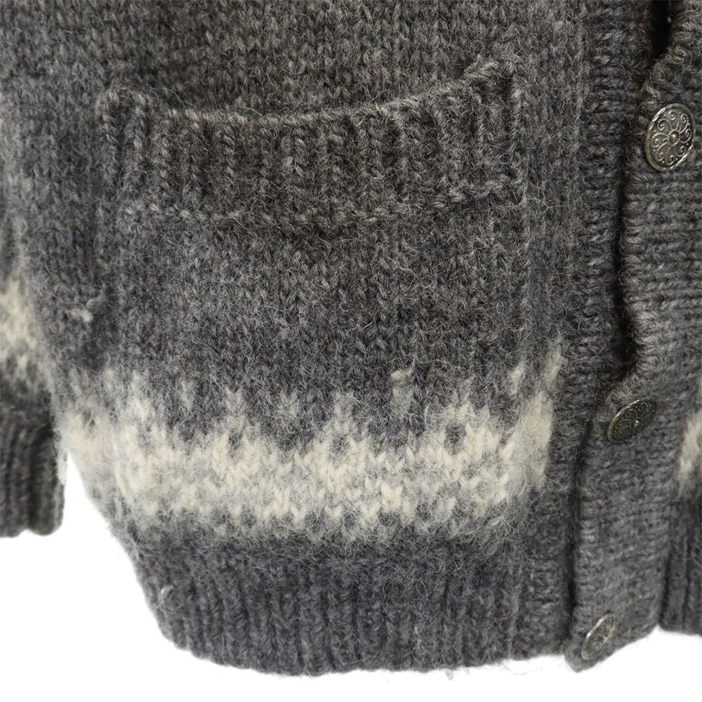 STOBI ノルディック ウール カーディガン L グレー メンズ