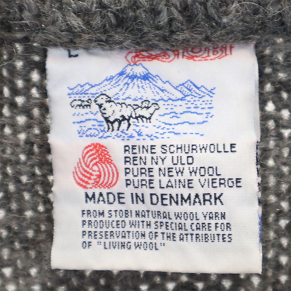 STOBI ノルディック ウール カーディガン L グレー メンズ