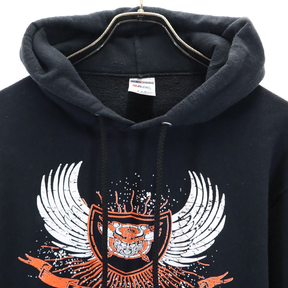 ジャージーズ プリント 長袖 スウェットパーカー M ブラック JERZEES プルオーバー 裏起毛 メンズ