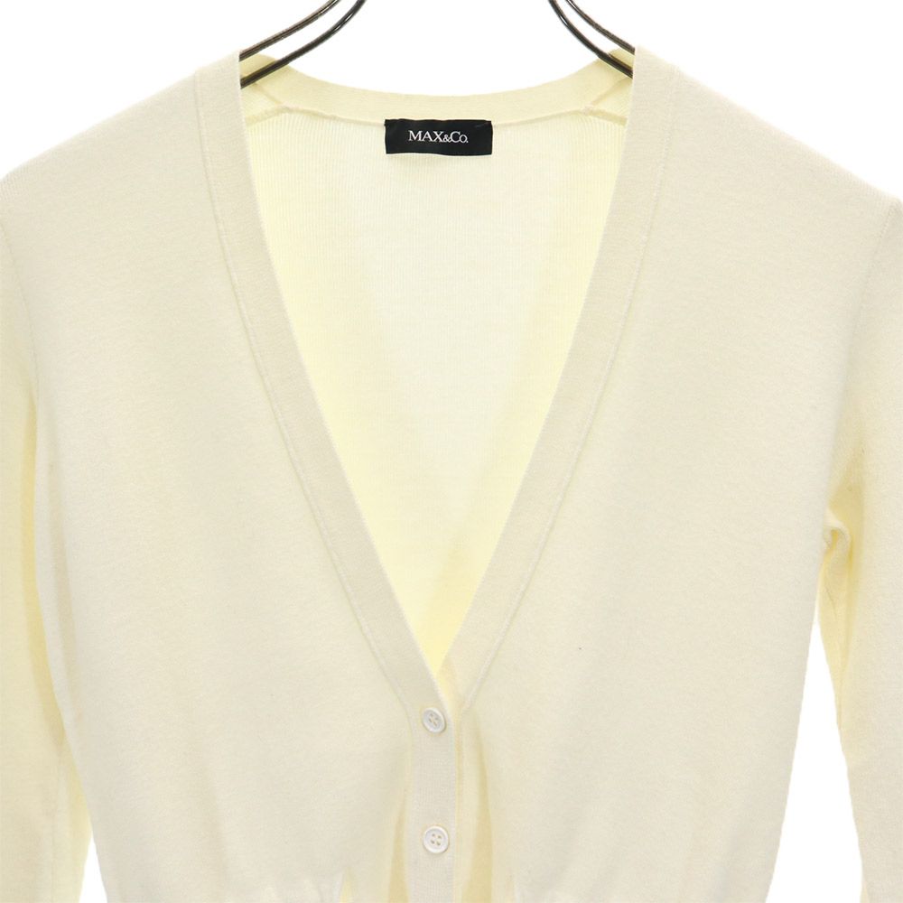 MAX&CO マックスアンドコー 長袖 Vネック ニット カーディガン ホワイト レディース