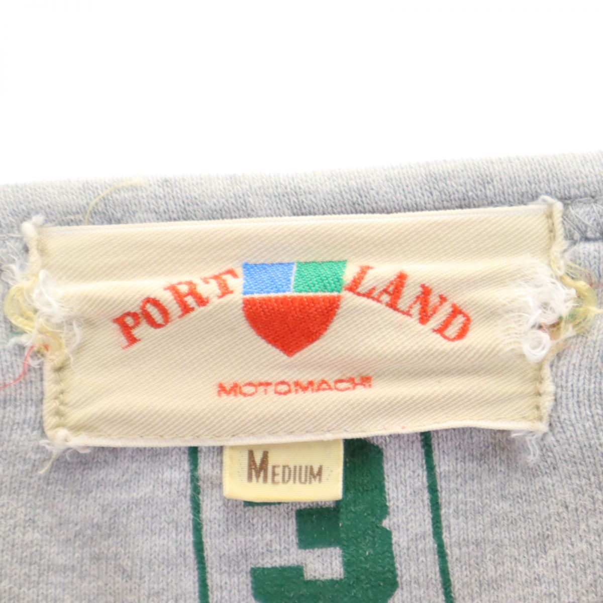 PORT LAND ポートランド 日本製 プリント 長袖 スウェット トレーナー M グレー MOTOMACHI レディース