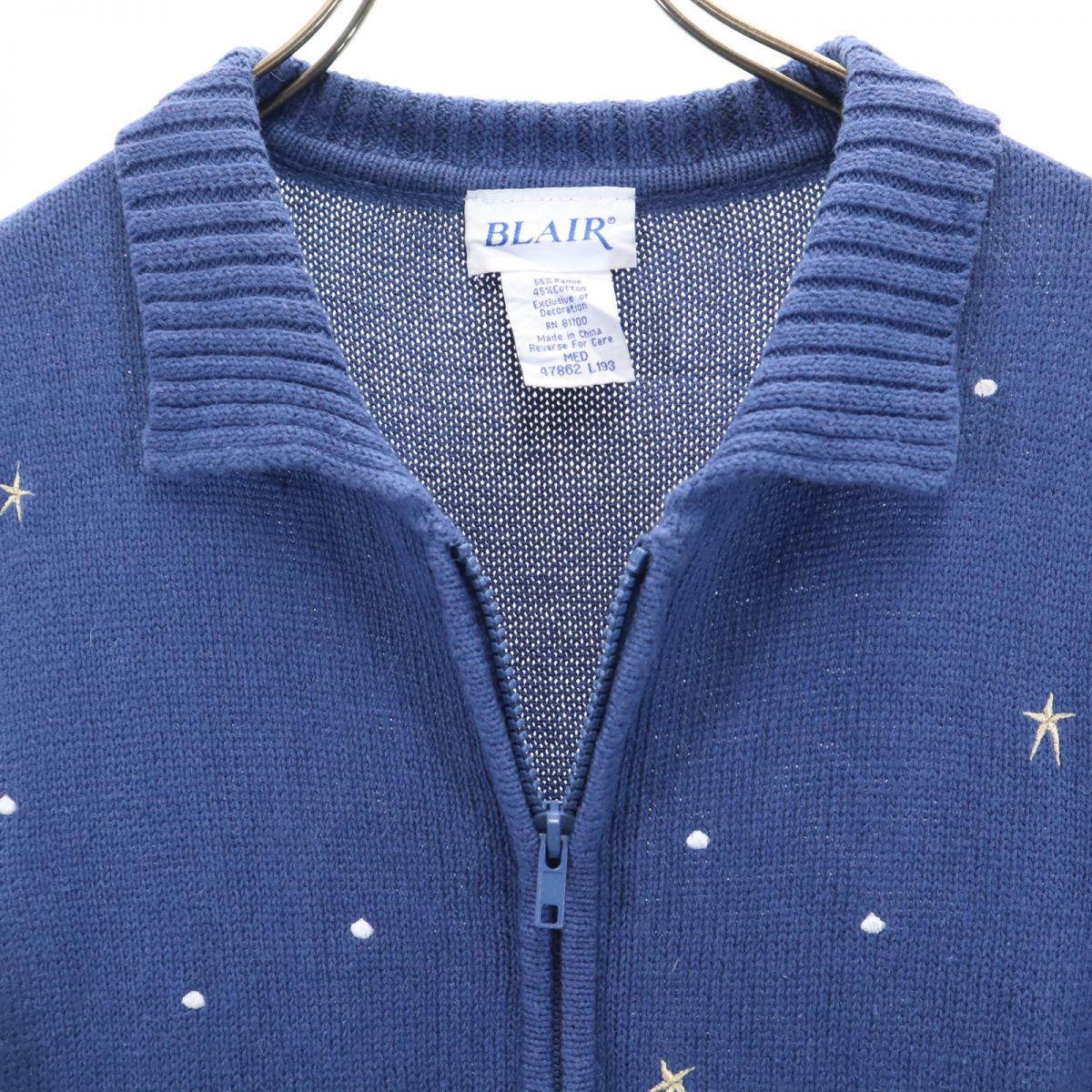 ブレアー 雪だるま ニットベスト M ブルー BLAIR レディース