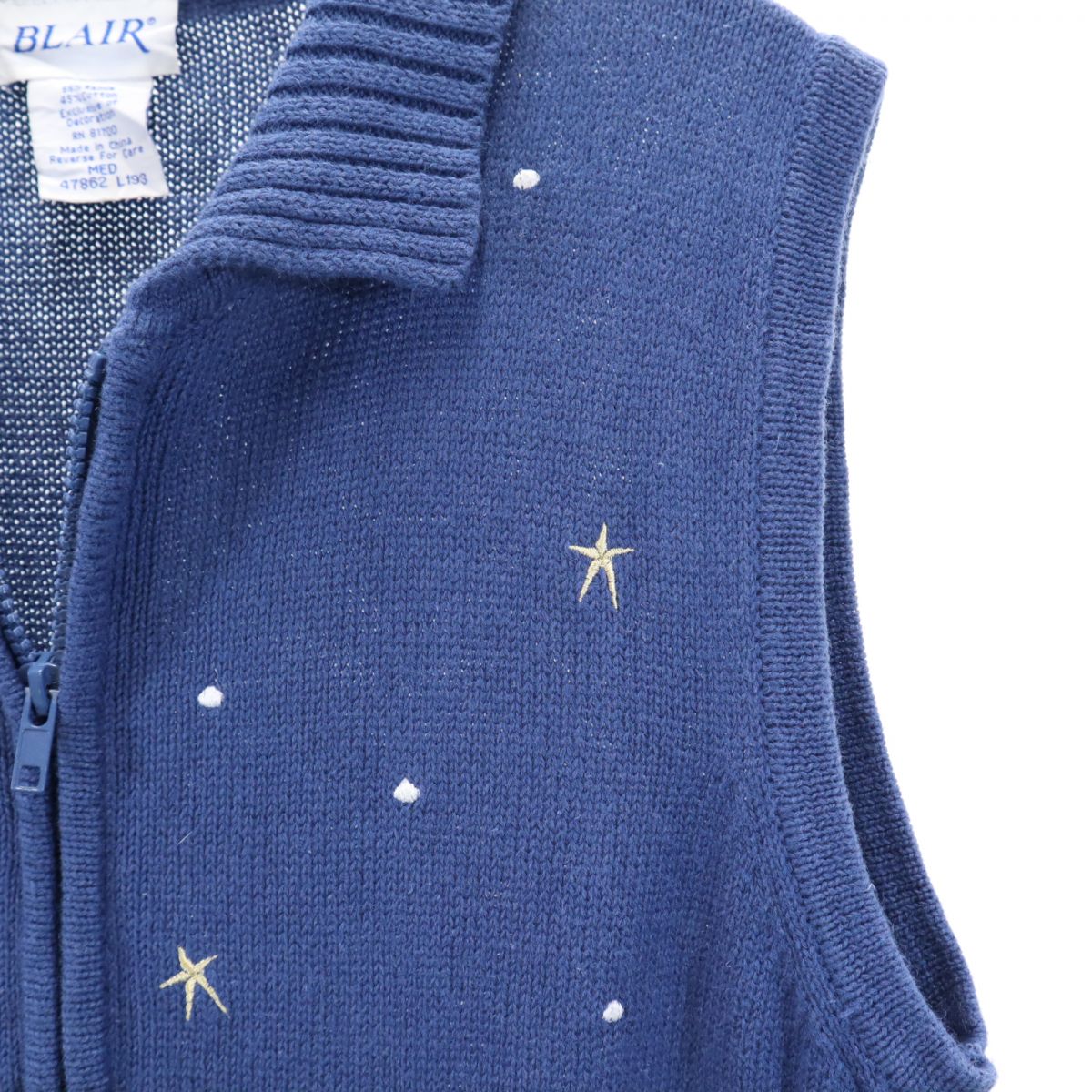 ブレアー 雪だるま ニットベスト M ブルー BLAIR レディース