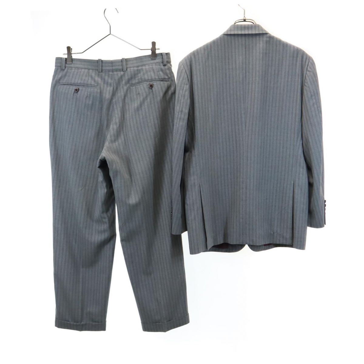 VISARUNO ビサルノ 日本製 ウール ストライプ スーツ 上下 セットアップ グレー メンズ