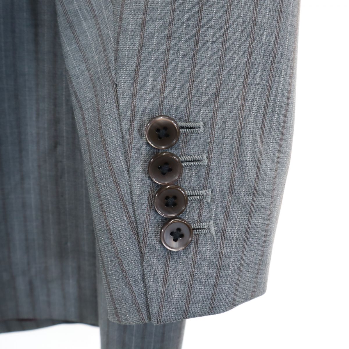 VISARUNO ビサルノ 日本製 ウール ストライプ スーツ 上下 セットアップ グレー メンズ