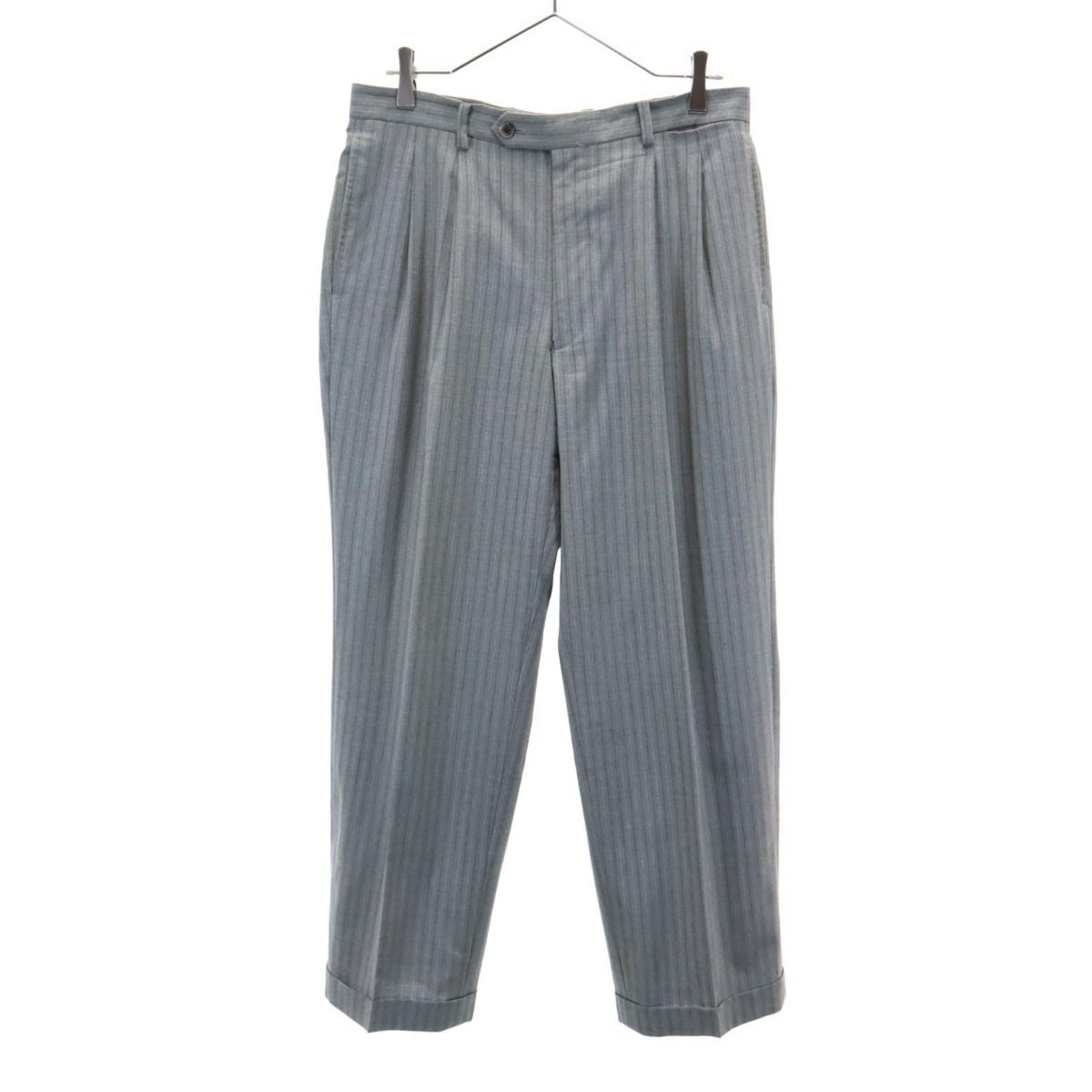 VISARUNO ビサルノ 日本製 ウール ストライプ スーツ 上下 セットアップ グレー メンズ