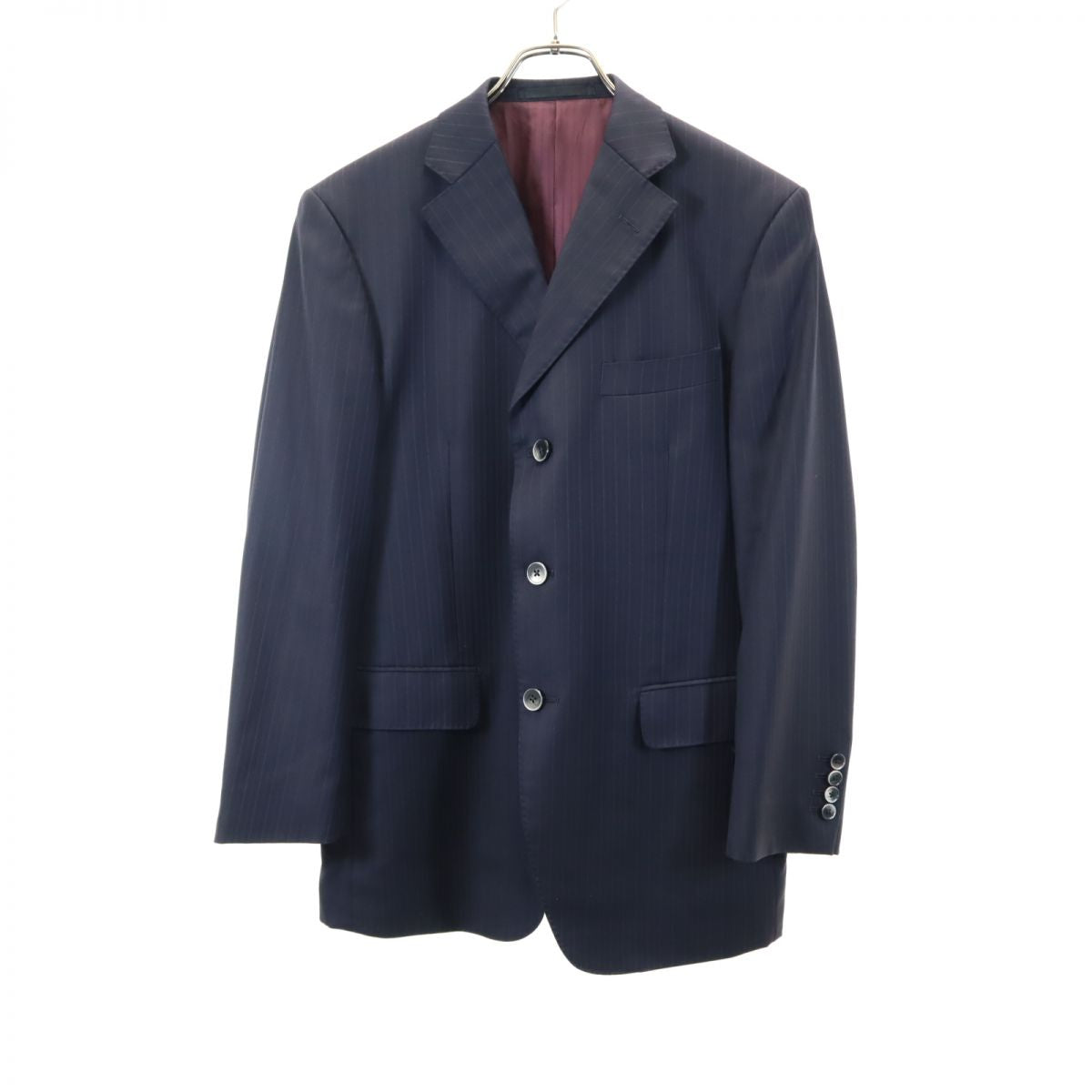 VISARUNO ビサルノ 日本製 ウール ストライプ スーツ 上下 セットアップ ネイビー メンズ