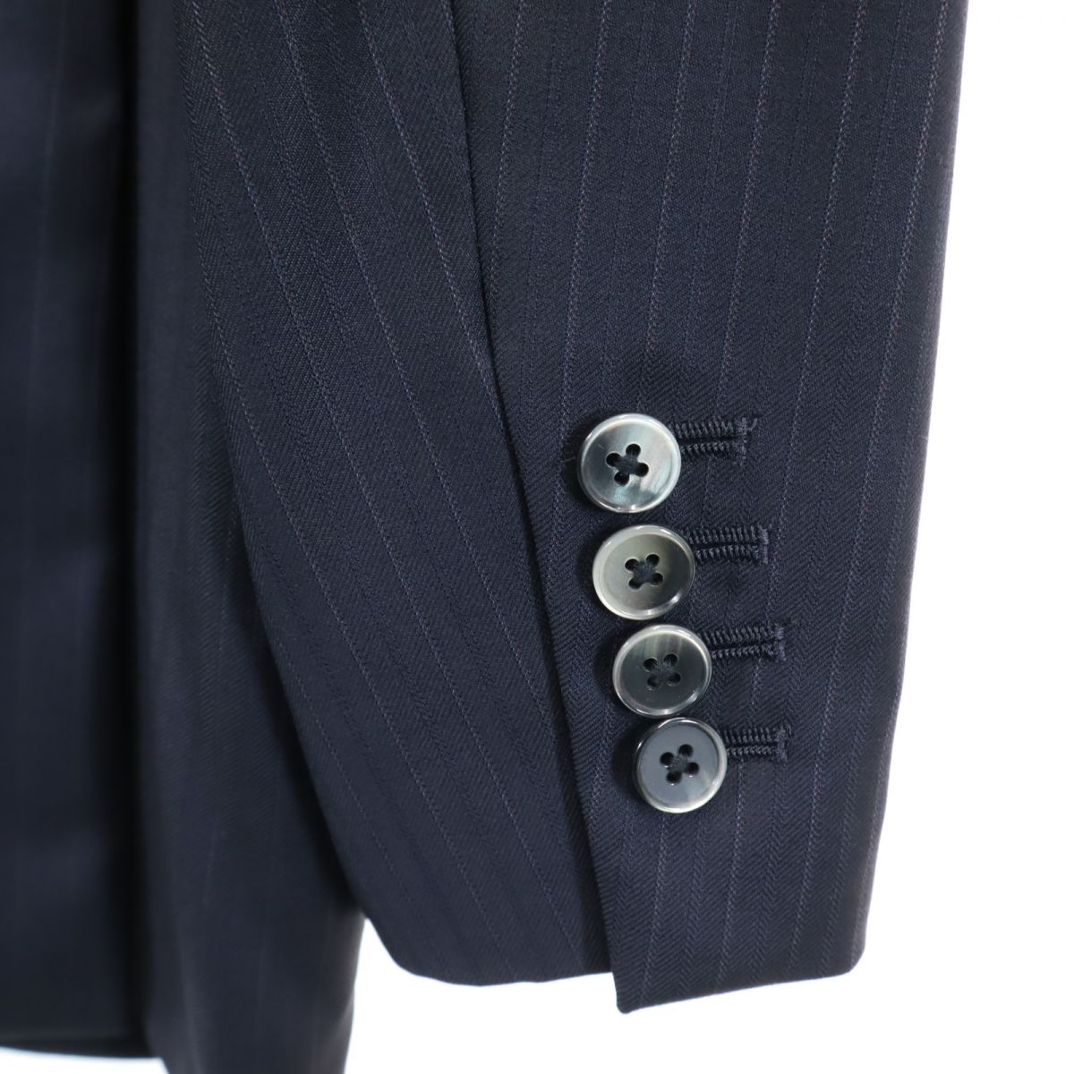 VISARUNO ビサルノ 日本製 ウール ストライプ スーツ 上下 セットアップ ネイビー メンズ