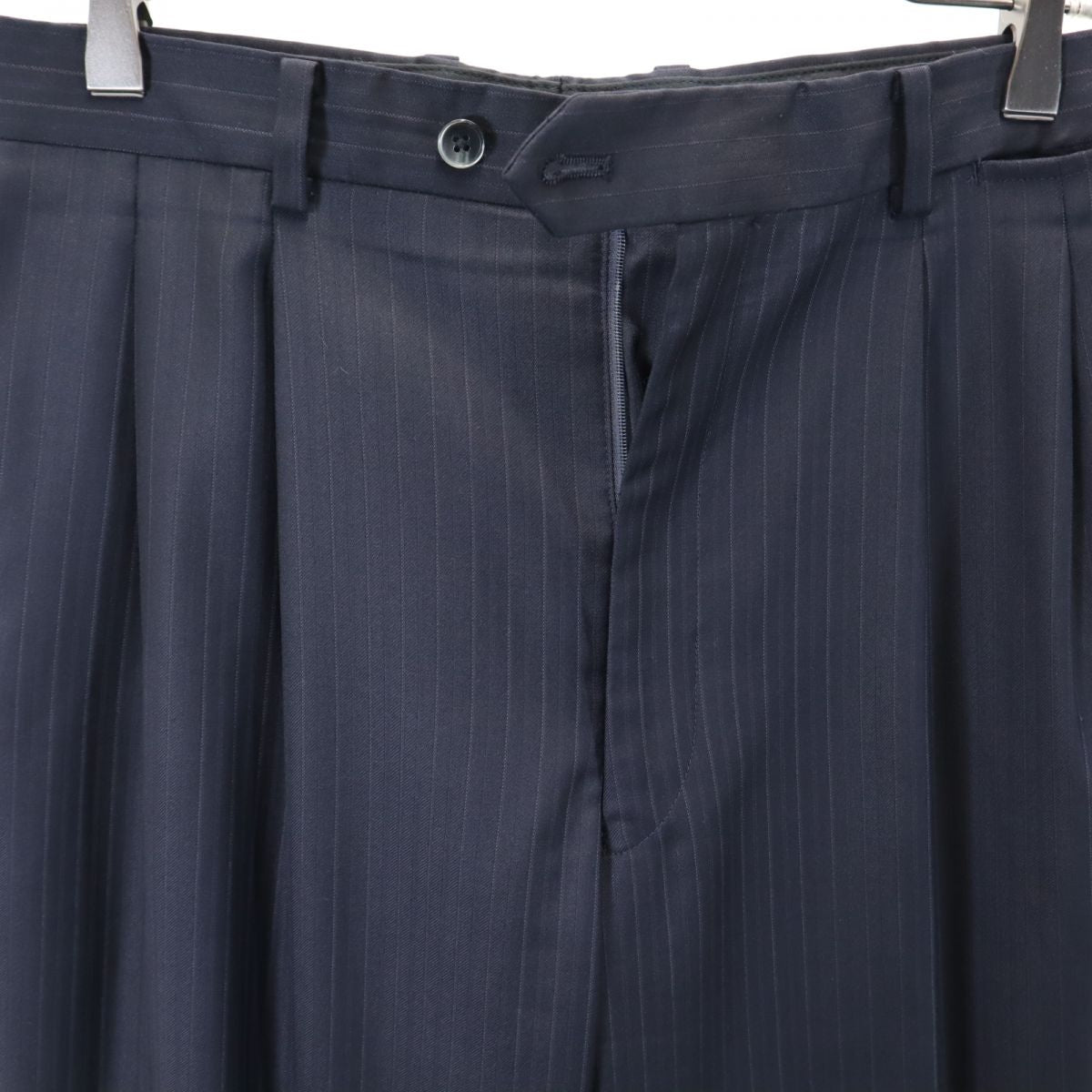 VISARUNO ビサルノ 日本製 ウール ストライプ スーツ 上下 セットアップ ネイビー メンズ