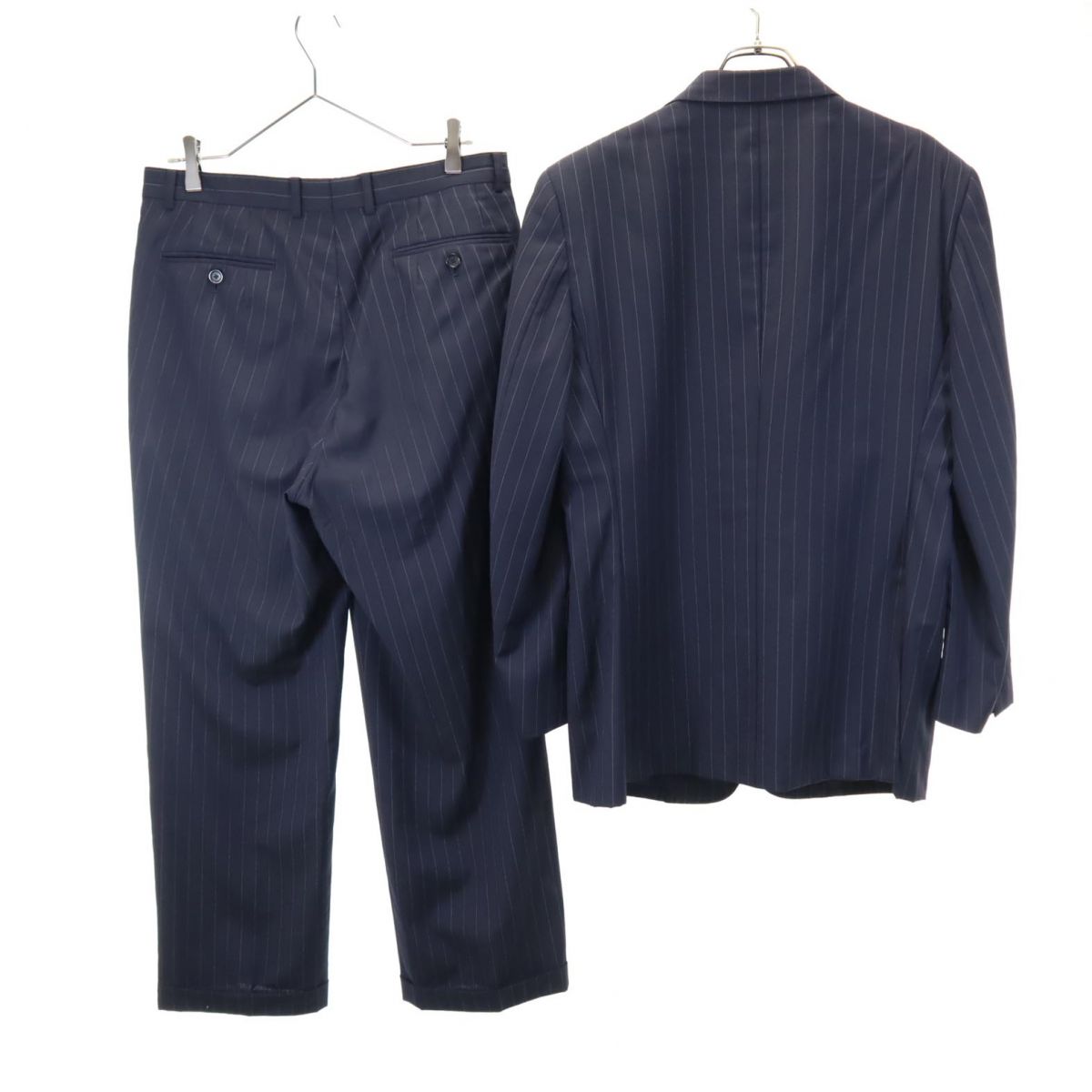 VISARUNO ビサルノ ウール ストライプ スーツ 上下 セットアップ 4-M ネイビー メンズ