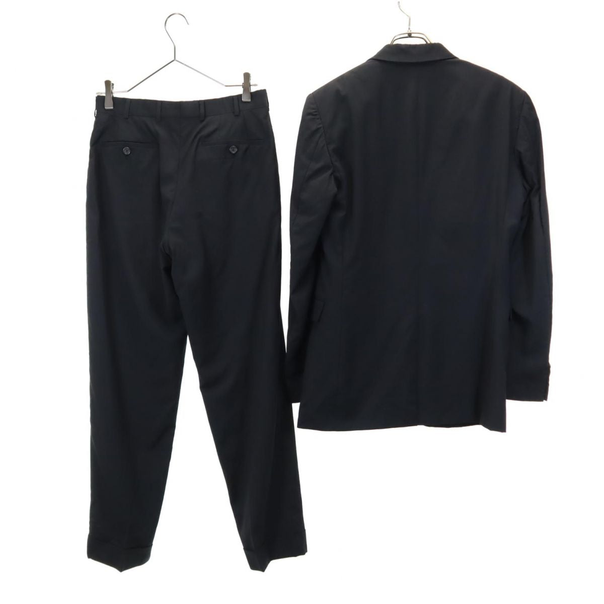 PRADA プラダ イタリア製 ウール スーツ 上下 セットアップ 44 ブラック ボタンフライ メンズ