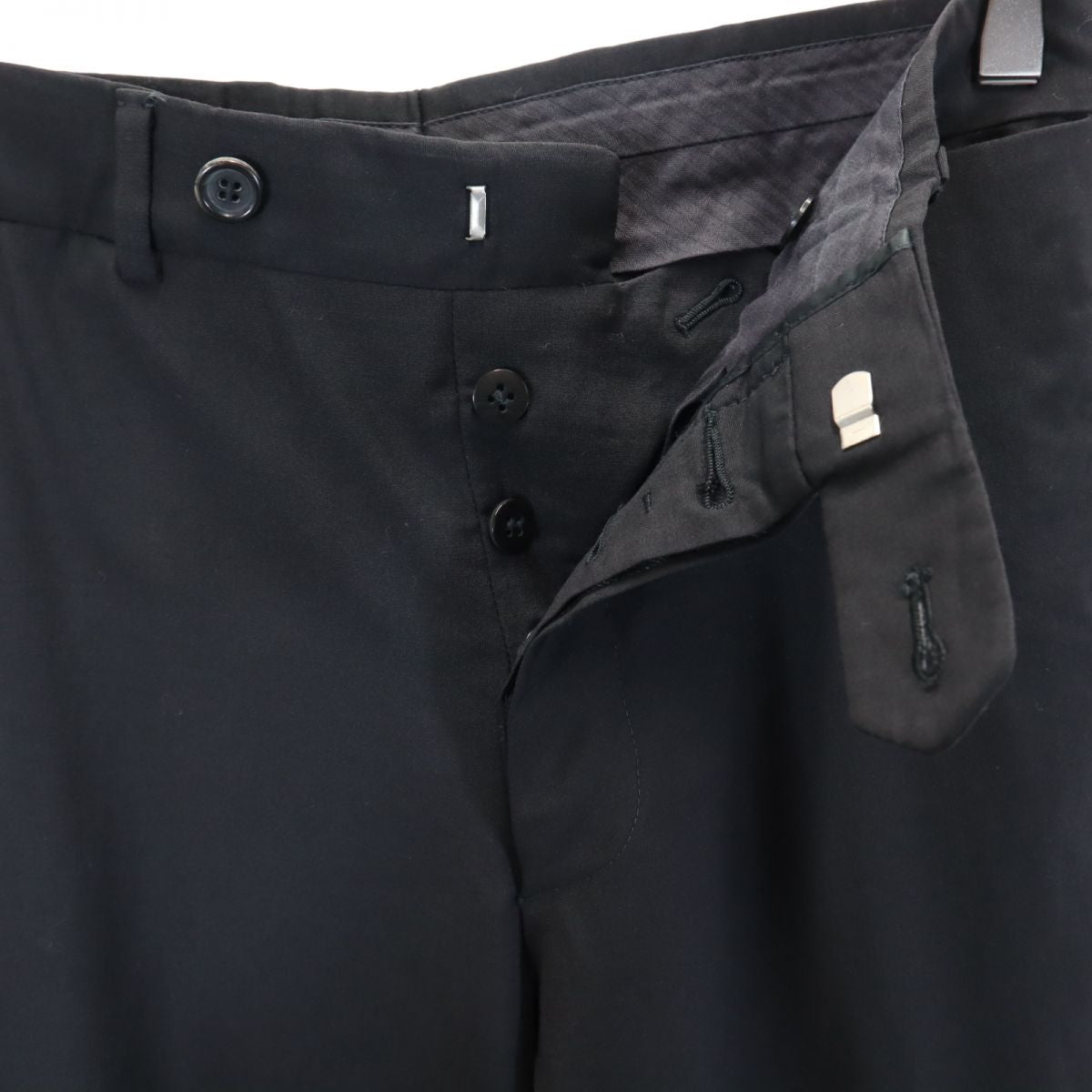 PRADA プラダ イタリア製 ウール スーツ 上下 セットアップ 44 ブラック ボタンフライ メンズ