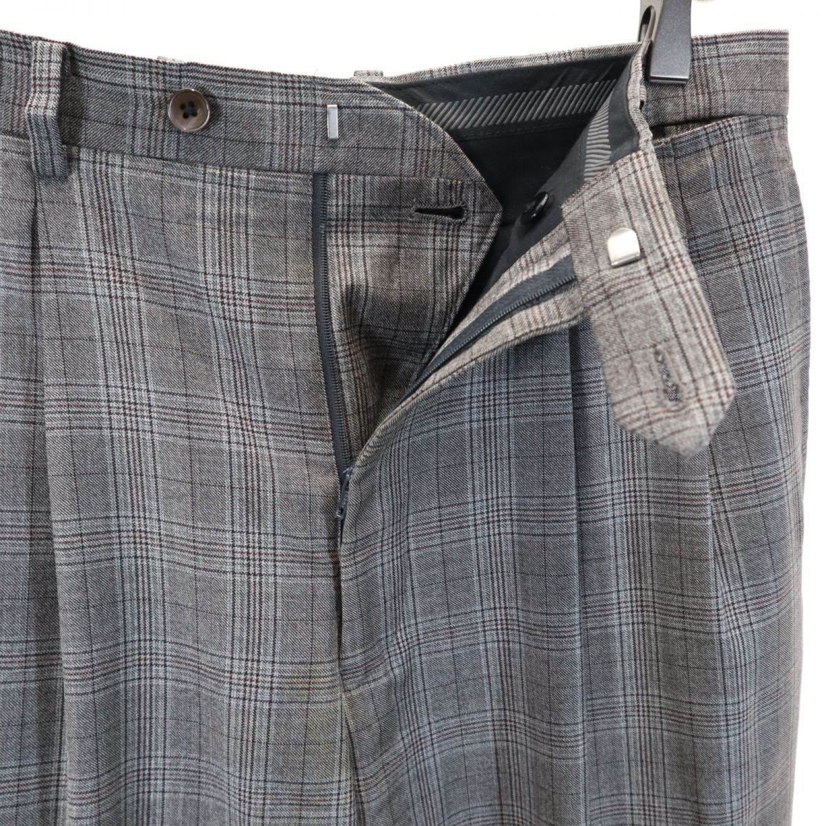 VISARUNO ビサルノ 日本製 ウール チェック柄 スーツ 上下 セットアップ 4M グレー メンズ