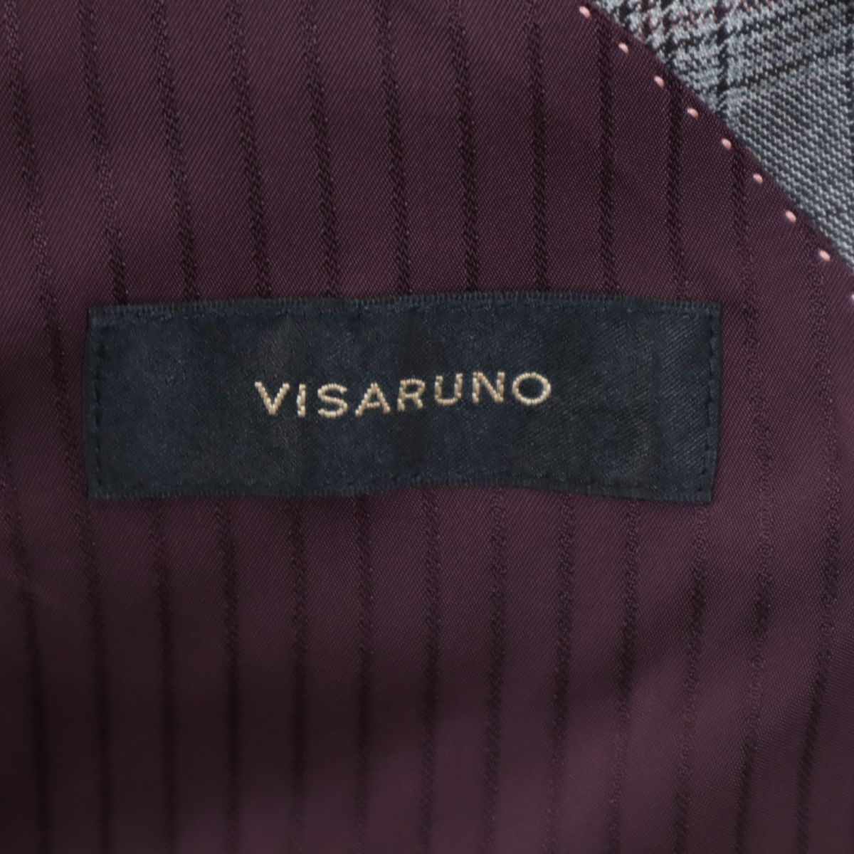 VISARUNO ビサルノ 日本製 ウール チェック柄 スーツ 上下 セットアップ 4M グレー メンズ