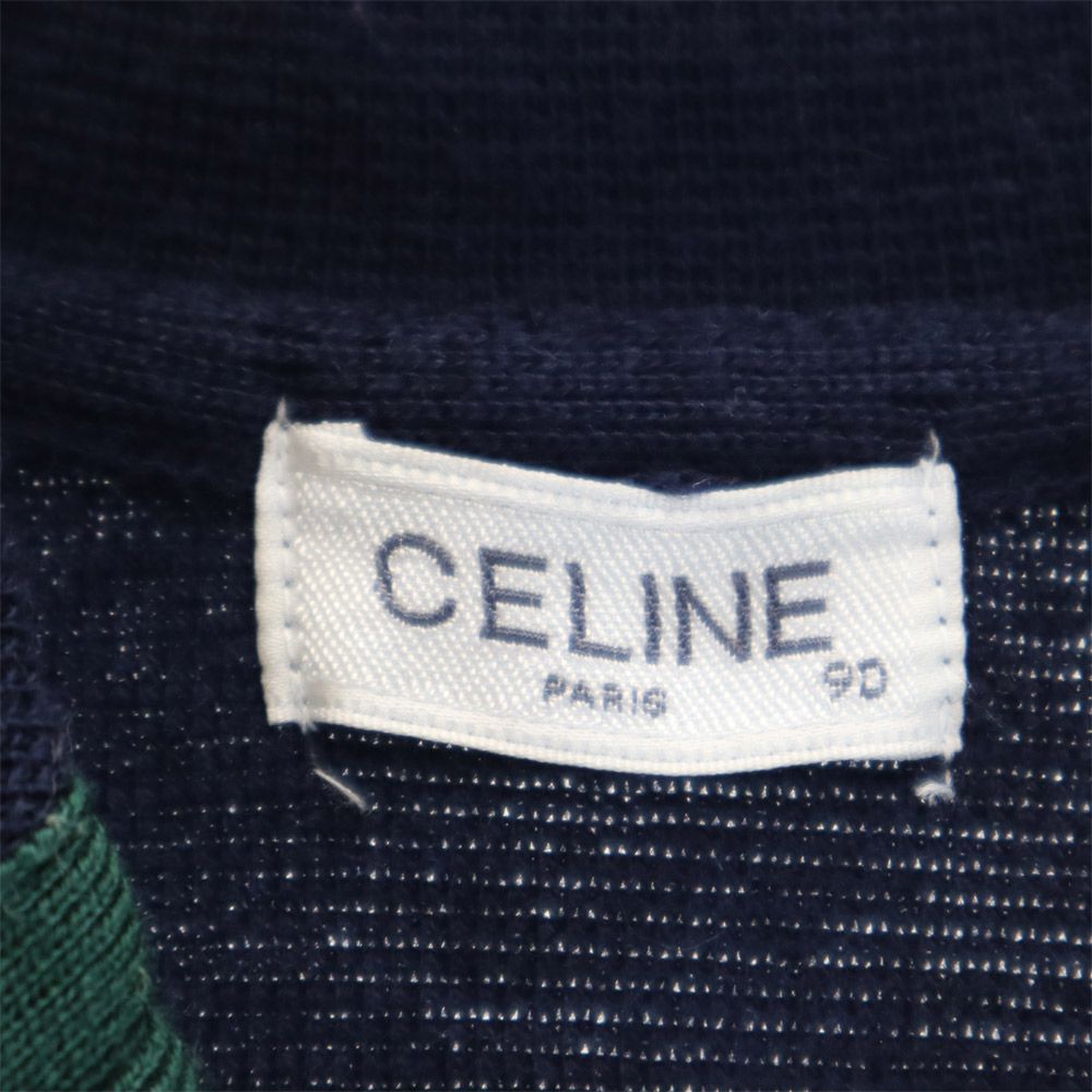 CELINE セリーヌ 日本製 ウールブレンド ニットジャケット 90cm ネイビー×グリーン ベビー キッズ