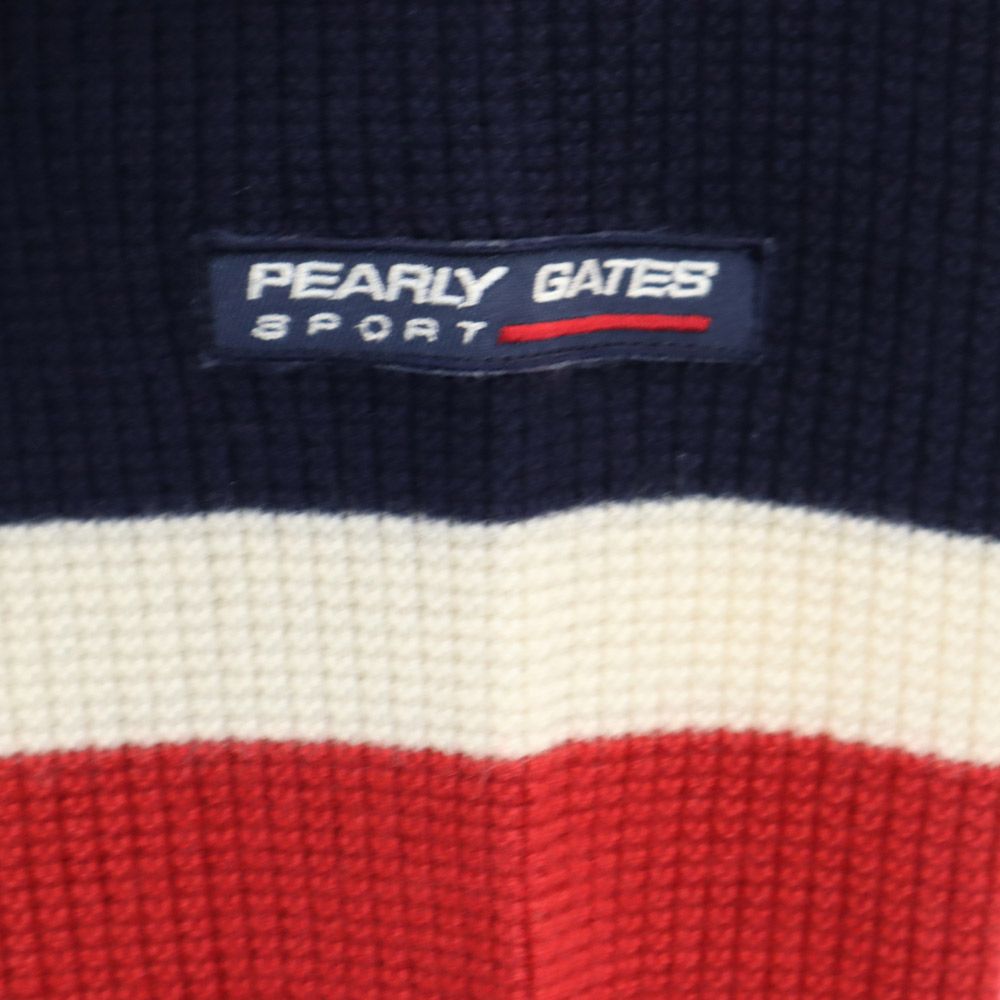 PEARLY GATES パーリーゲイツ 日本製 ゴルフ 長袖 ウール セーター 5 ネイビー×レッド ニット メンズ