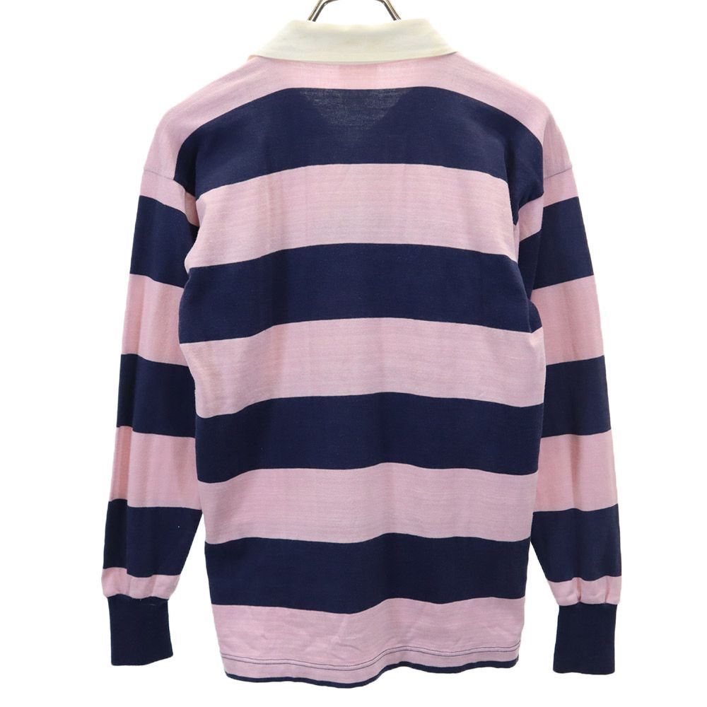 PEERLESS ボーダー柄 ラグビー 長袖 ラガーシャツ SM ピンク×ネイビー PEERLESS ジャージ メンズ
