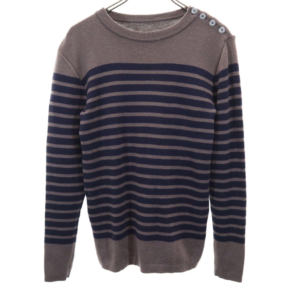 ATTACHMENT アタッチメント 日本製 ボーダー柄 長袖 ウール セーター 2 ブラウン ニット レディース