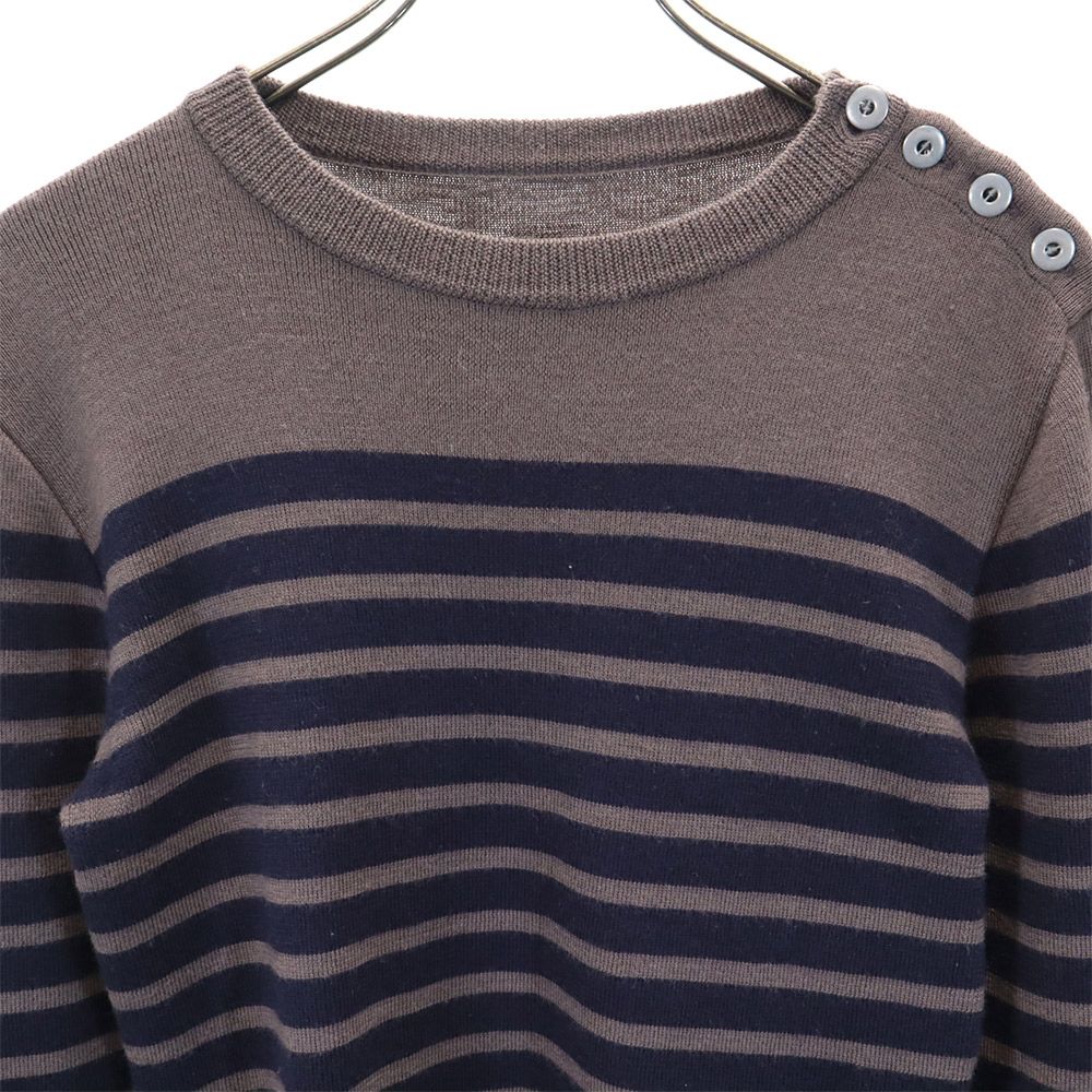 ATTACHMENT アタッチメント 日本製 ボーダー柄 長袖 ウール セーター 2 ブラウン ニット レディース