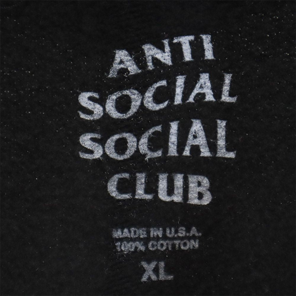 アンチソーシャルクラブ USA製 バックプリント 長袖 スウェットパーカー XL ブラック ANTI SOCIAL CLUB プルオーバー 裏起毛 メンズ