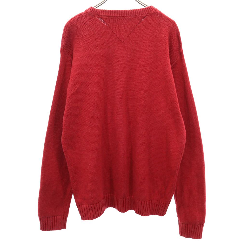 TOMMY HILFIGER トミーヒルフィガー 長袖 セーター XL レッド コットン ニット メンズ